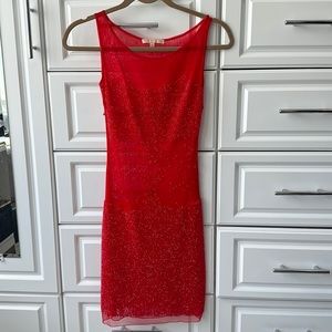 Night-out bright red dress.